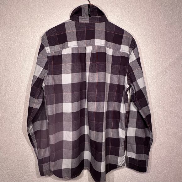 Prana Los Feliz Flannel Long Sleeve Button Up Shirt Charcoal Medium Slim - Picture 9 of 12